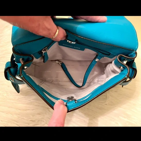 RARE Michael Kors Floral Sequined Leather Satchel - Picture 9 of 10